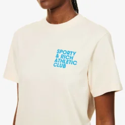 Exercise Often Brand-print Cotton-jersey T-shirt -Outlet Pique Style Store R04081049 CREAMOCEAN ALT04