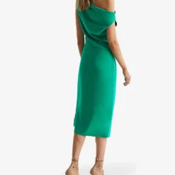 Reiss Zaria Off-the-shoulder Knitted Midi Dress -Outlet Pique Style Store R04082288 GREEN ALT02