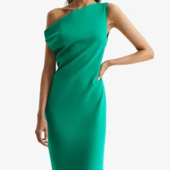 Reiss Zaria Off-the-shoulder Knitted Midi Dress -Outlet Pique Style Store R04082288 GREEN ALT03