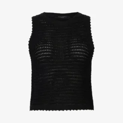 AllSaints Open-weave Mesh Cotton-blend Tank Top