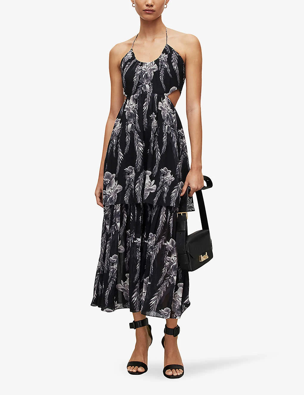 AllSaints Tatum Mia Floral-print Cut-out Crepe Midi Dress 2 AllSaints Tatum Mia Floral-print Cut-out Crepe Midi Dress - Image 2