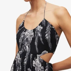 AllSaints Tatum Mia Floral-print Cut-out Crepe Midi Dress 9 AllSaints Tatum Mia Floral-print Cut-out Crepe Midi Dress -Outlet Pique Style Store R04082715 BLACK ALT04