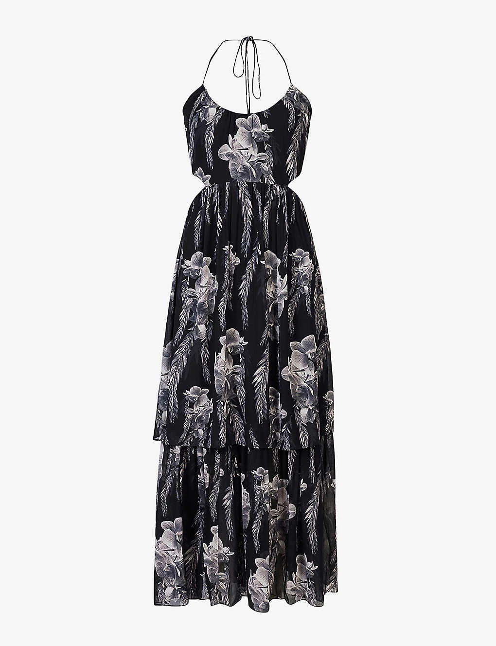 AllSaints Tatum Mia Floral-print Cut-out Crepe Midi Dress 1 AllSaints Tatum Mia Floral-print Cut-out Crepe Midi Dress