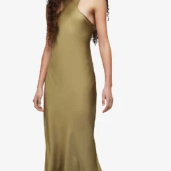AllSaints Betina Racerback Satin Maxi Dress 7 AllSaints Betina Racerback Satin Maxi Dress -Outlet Pique Style Store R04082737 PALEOLIVEGRE ALT02