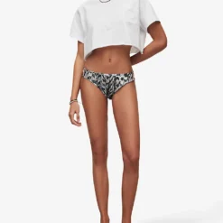 AllSaints Heidi Ines Low-rise Stretch Recycled-polyamide Bikini Bottoms -Outlet Pique Style Store R04085128 WHITEMONO ALT02