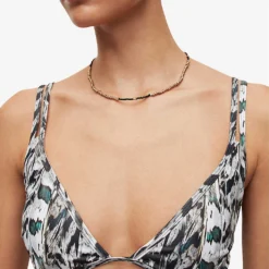 AllSaints Heidi Ines Graphic-print V-neck Stretch-woven Bikini -Outlet Pique Style Store R04085156 WHITEMONO ALT04