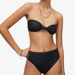 AllSaints Emma Knot High-rise Bikini Bottoms 7 AllSaints Emma Knot High-rise Bikini Bottoms -Outlet Pique Style Store R04085162 LIQUIDBLACK ALT02