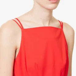 THEORY Square-neck Flared Stretch-cotton Blend Midi Dress -Outlet Pique Style Store R04085935 GRENADINE ALT04