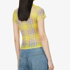 Check-pattern Slim-fit Stretch-recycled Polyester Top -Outlet Pique Style Store R04086800 DIONPLAID ALT03