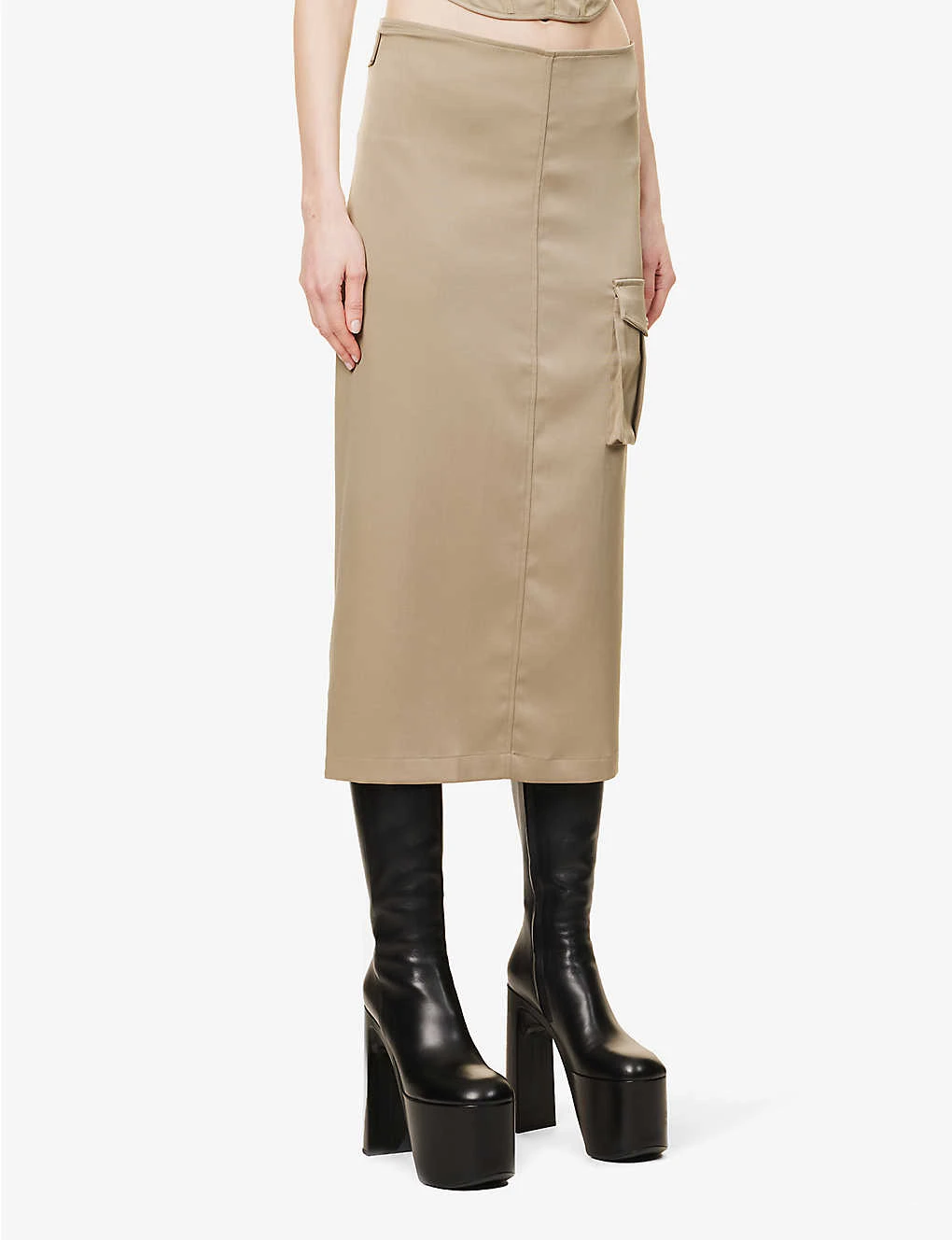 Suki Flap-pocket Slim-fit Stretch-woven Skirt 3 Suki Flap-pocket Slim-fit Stretch-woven Skirt - Image 3