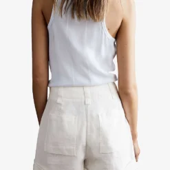 Reiss Demi Patch-pocket Linen Shorts -Outlet Pique Style Store R04086958 WHITE ALT03