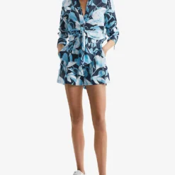 Reiss Sky Floral-print Mid-rise Linen Shorts 5 Reiss Sky Floral-print Mid-rise Linen Shorts -Outlet Pique Style Store R04086964 BLUEPRINT ALT01