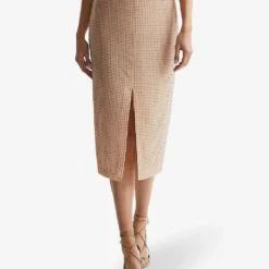 Reiss Brooklyn Stud-embellished Woven Midi Skirt -Outlet Pique Style Store R04086996 NUDE ALT02