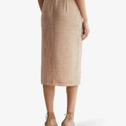 Reiss Brooklyn Stud-embellished Woven Midi Skirt -Outlet Pique Style Store R04086996 NUDE ALT03