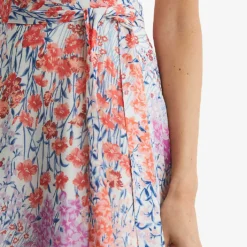Reiss Elle Meadow-print Waist-tie Woven Mini Skirt -Outlet Pique Style Store R04087003 CORALWHITE ALT04