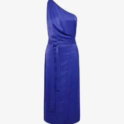 Reiss Flora One-shoulder Satin Midi Dress