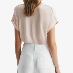Reiss Helen Relaxed-fit Stretch-silk T-shirt -Outlet Pique Style Store R04087049 NUDE ALT03