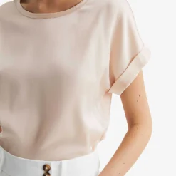 Reiss Helen Relaxed-fit Stretch-silk T-shirt -Outlet Pique Style Store R04087049 NUDE ALT04