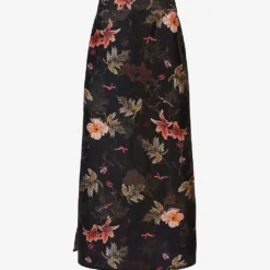 AllSaints Asta Floral-print Linen-blend Maxi Skirt