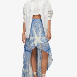 AllSaints Slvina Rafaela Paisley-print Woven Midi Skirt -Outlet Pique Style Store R04087364 BLUE ALT02