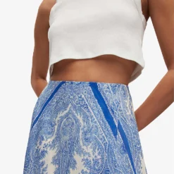 AllSaints Slvina Rafaela Paisley-print Woven Midi Skirt -Outlet Pique Style Store R04087364 BLUE ALT04