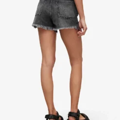 AllSaints Heidi High-rise Distressed-hem Denim Shorts -Outlet Pique Style Store R04087382 WASHEDBLACK ALT03