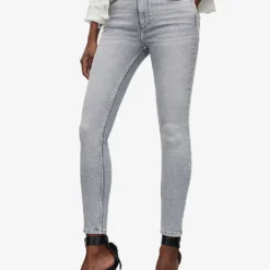AllSaints Dax Washed Slim-leg Mid-rise Stretch-denim Jeans -Outlet Pique Style Store R04087384 SNOWGREY ALT02