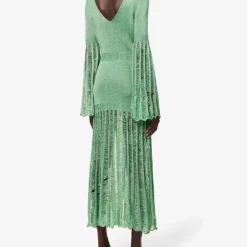 Dropped-hem Relaxed-fit Knitted Maxi Dress -Outlet Pique Style Store R04089684 GREEN ALT03