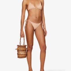 Melissa Odabash Miami Gold-toned Hardware Stretch-woven Bikini Bottoms -Outlet Pique Style Store R04090040 TANRIBBED ALT01