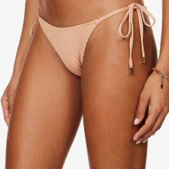 Melissa Odabash Miami Gold-toned Hardware Stretch-woven Bikini Bottoms -Outlet Pique Style Store R04090040 TANRIBBED ALT04