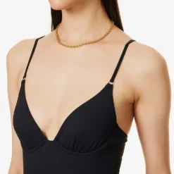 Melissa Odabash Seychelles Slim-fit V-neck Swimsuit -Outlet Pique Style Store R04090047 BLACK ALT04