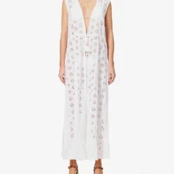 Melissa Odabash Tessa V-neck Cotton Kaftan -Outlet Pique Style Store R04090059 WHITE ALT02