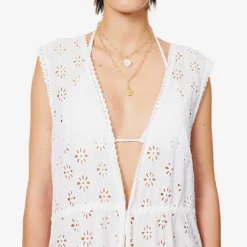 Melissa Odabash Tessa V-neck Cotton Kaftan -Outlet Pique Style Store R04090059 WHITE ALT04