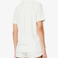 Melissa Odabash Tori Logo-plaque Cotton-blend Shirt -Outlet Pique Style Store R04090069 WHITE ALT03