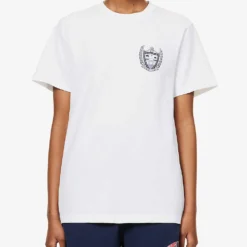 Beverly Hills Logo-embellished Cotton-jersey T-shirt -Outlet Pique Style Store R04090225 WHITENAVY ALT02