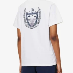 Beverly Hills Logo-embellished Cotton-jersey T-shirt -Outlet Pique Style Store R04090225 WHITENAVY ALT03