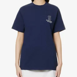 College Logo-print Cotton-jersey T-shirt -Outlet Pique Style Store R04090256 NAVYWHITE ALT02