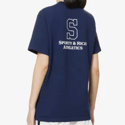 College Logo-print Cotton-jersey T-shirt -Outlet Pique Style Store R04090256 NAVYWHITE ALT03