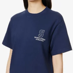 College Logo-print Cotton-jersey T-shirt -Outlet Pique Style Store R04090256 NAVYWHITE ALT04