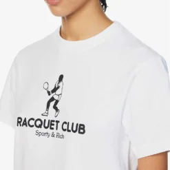 Raquet Graphic-print Cotton-jersey T-shirt 9 Raquet Graphic-print Cotton-jersey T-shirt -Outlet Pique Style Store R04090273 WHITEBLACK ALT04