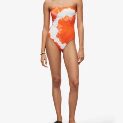 AllSaints Catriona Mariana Bandeau Swimsuit -Outlet Pique Style Store R04090571 ORANGETIEDYE ALT02