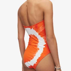 AllSaints Catriona Mariana Bandeau Swimsuit -Outlet Pique Style Store R04090571 ORANGETIEDYE ALT03