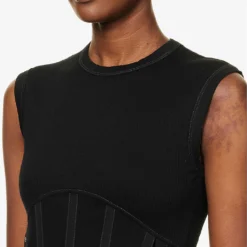 Dion Lee Corset Slim-fit Stretch-organic Cotton Top -Outlet Pique Style Store R04091339 BLACK ALT04