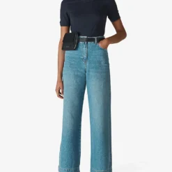 Whistles Rosa Relaxed Cotton T-shirt -Outlet Pique Style Store R04091398 NAVY ALT01