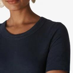 Whistles Rosa Relaxed Cotton T-shirt -Outlet Pique Style Store R04091398 NAVY ALT03