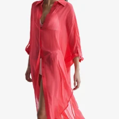 Reiss Ava Sheer Chiffon Kaftan -Outlet Pique Style Store R04091636 PINK ALT01