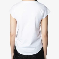 Zadig & Voltaire Skinny Heart Short-sleeved Cotton-jersey T-shirt -Outlet Pique Style Store R04093867 BLANC ALT03