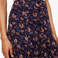 ME AND EM Jacobean Graphic-print Cotton Midi Skirt -Outlet Pique Style Store R04094233 INDIGOYELLOWBROWN ALT04