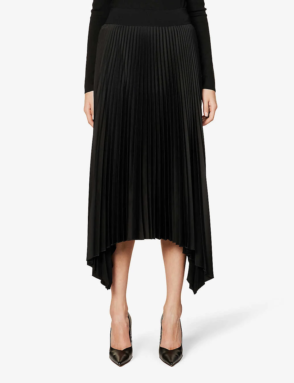 Joseph Ade Asymmetric-hem Pleated Satin Midi Skirt 3 Joseph Ade Asymmetric-hem Pleated Satin Midi Skirt - Image 3