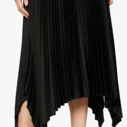 Joseph Ade Asymmetric-hem Pleated Satin Midi Skirt 9 Joseph Ade Asymmetric-hem Pleated Satin Midi Skirt -Outlet Pique Style Store R04095180 BLACK ALT04